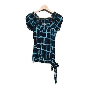 HeartSoul abstract print tie waist top Jr size M